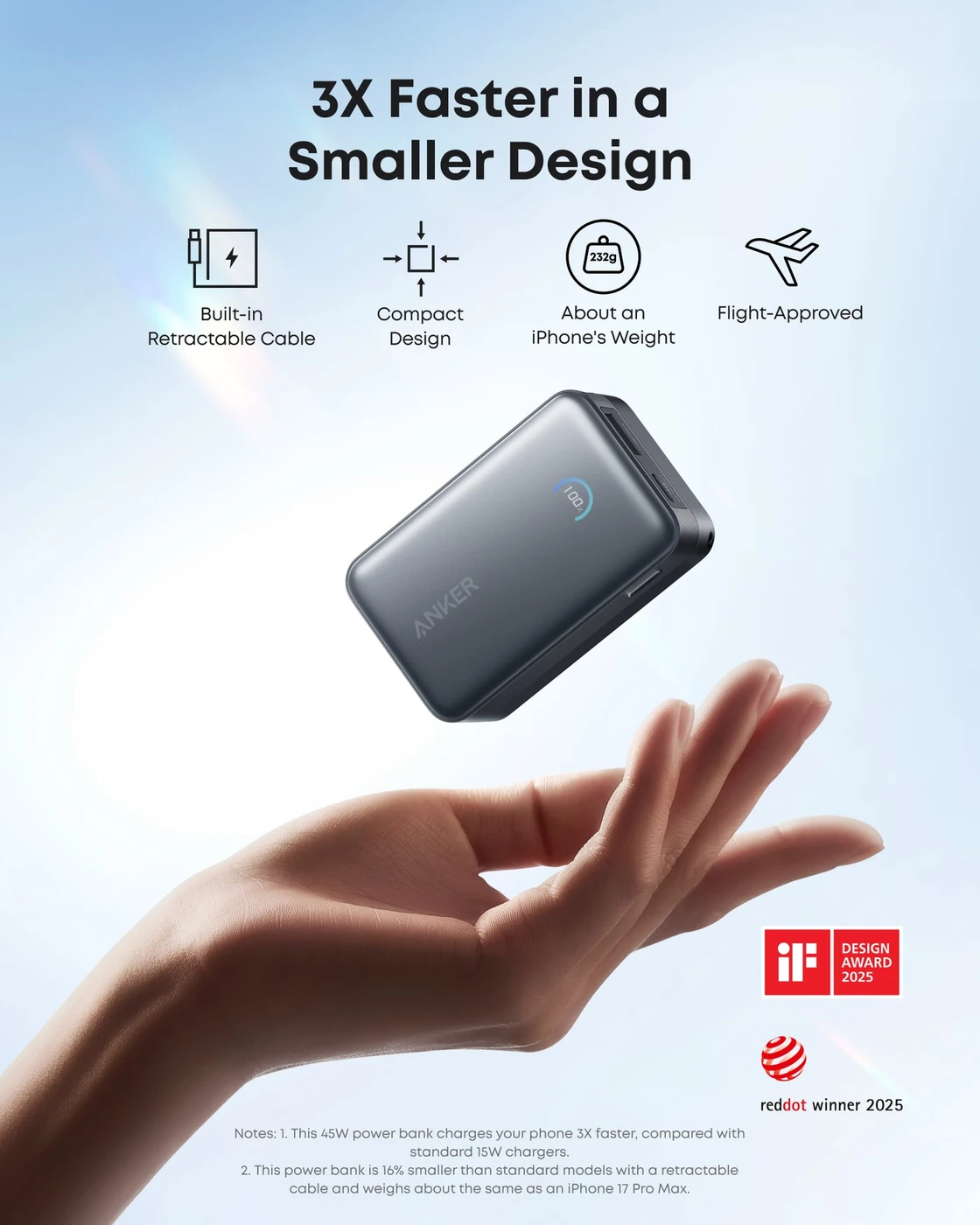 Anker Nano Power Bank (10K, 45W, Built-In Retractable USB-C Cable), image 2