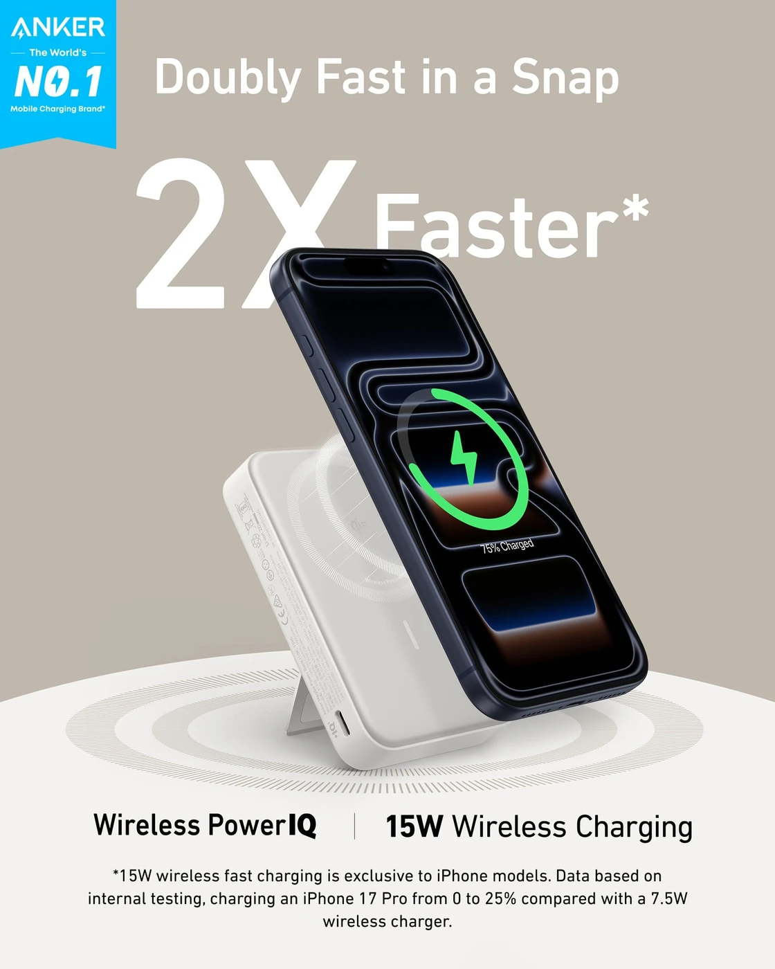 Anker MagGo Power Bank (10,000mAh), Qi2 15W Fast Wireless Charging, image 2