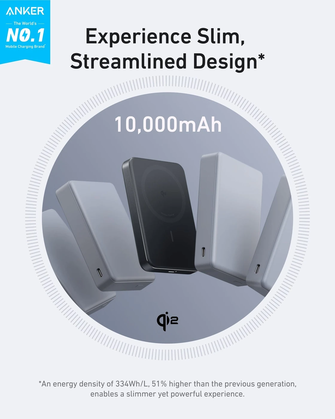Anker MagGo Power Bank, 10,000mAh Wireless Charger, Ultra-Slim, 15W Fast Charging, image 3