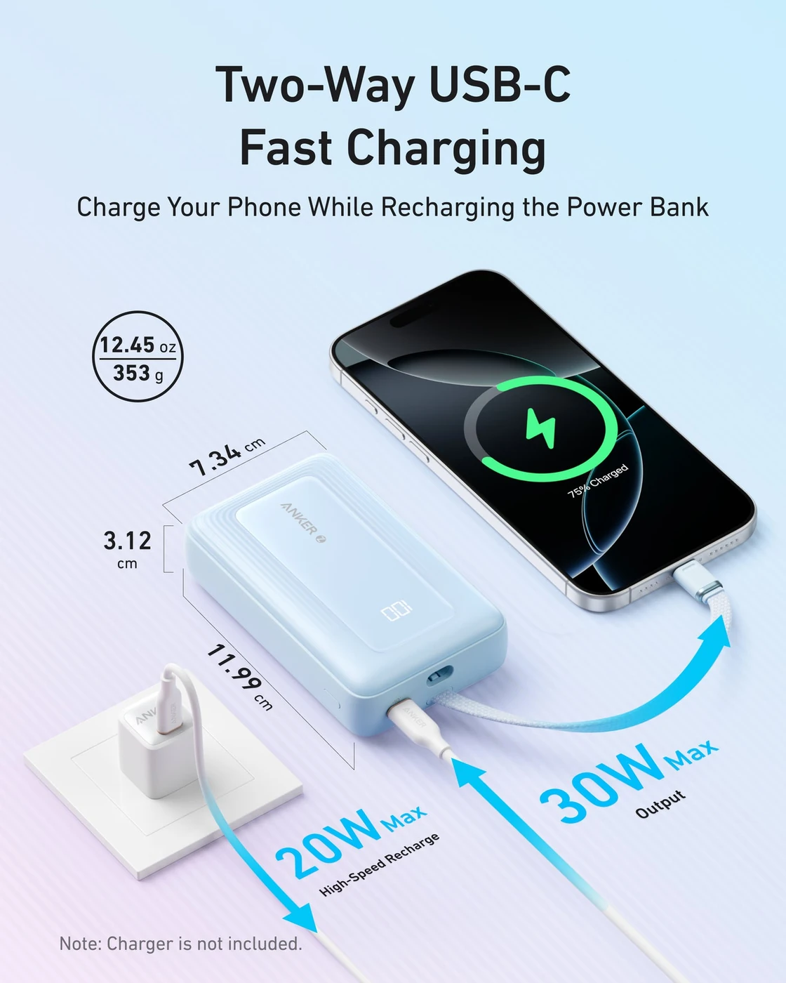 Anker Zolo Power Bank (20K, 30W, Built-In USB-C Cable), image 5